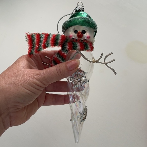 Mercury Clear Glass Snowman Icicle Christmas Ornament - Picture 11 of 15